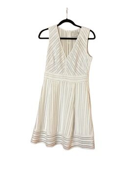 J. Crew White Geometric Eyelet Fit & Flare Graduation Dress - Size 4